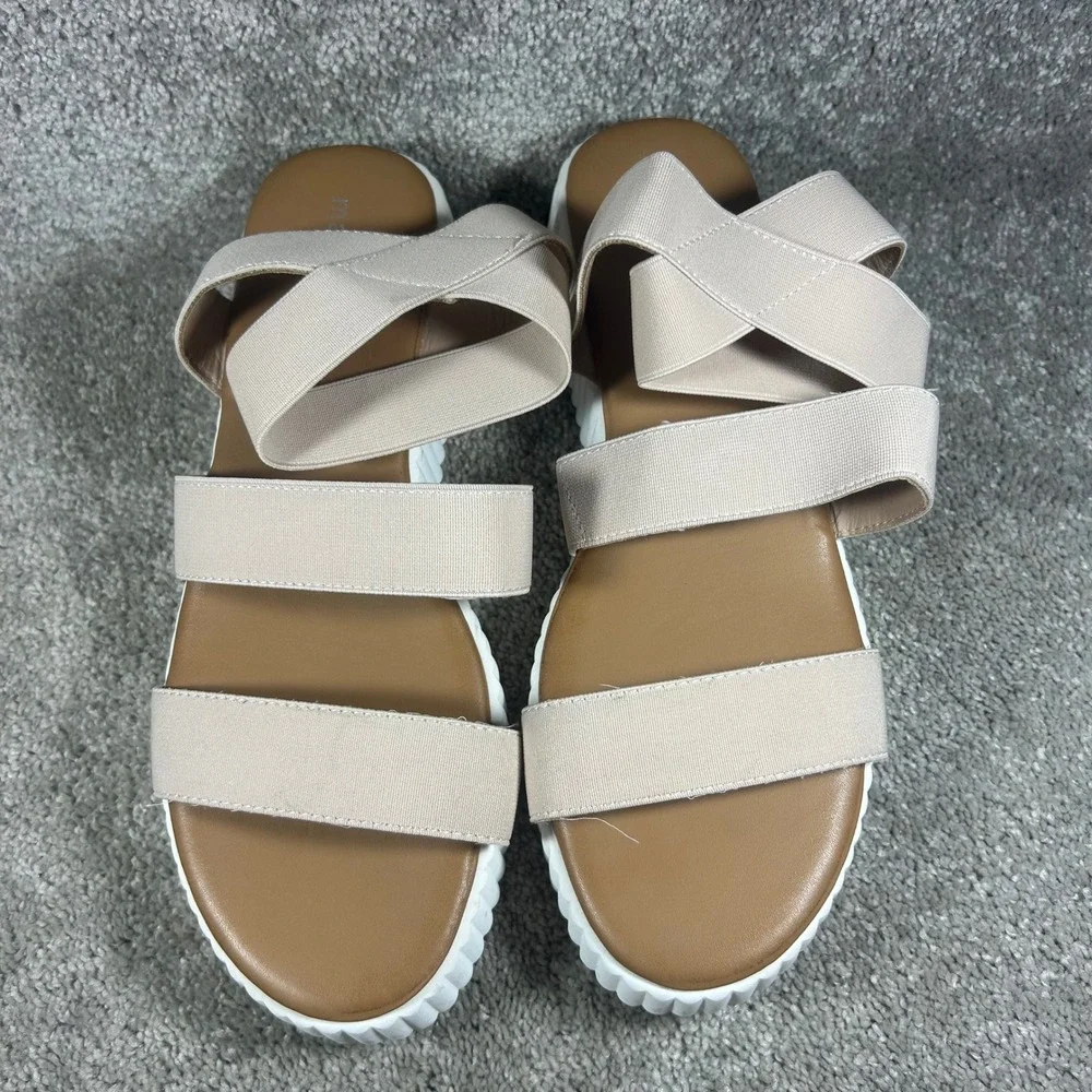 Madden Girl Platform Sandals Beige Elastic Strap Womens Size 9.5